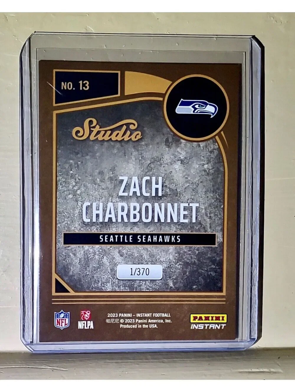 Zach Charbonnet 2023 Panini NFL Studio Rookies #13 Rookie Card 1/370